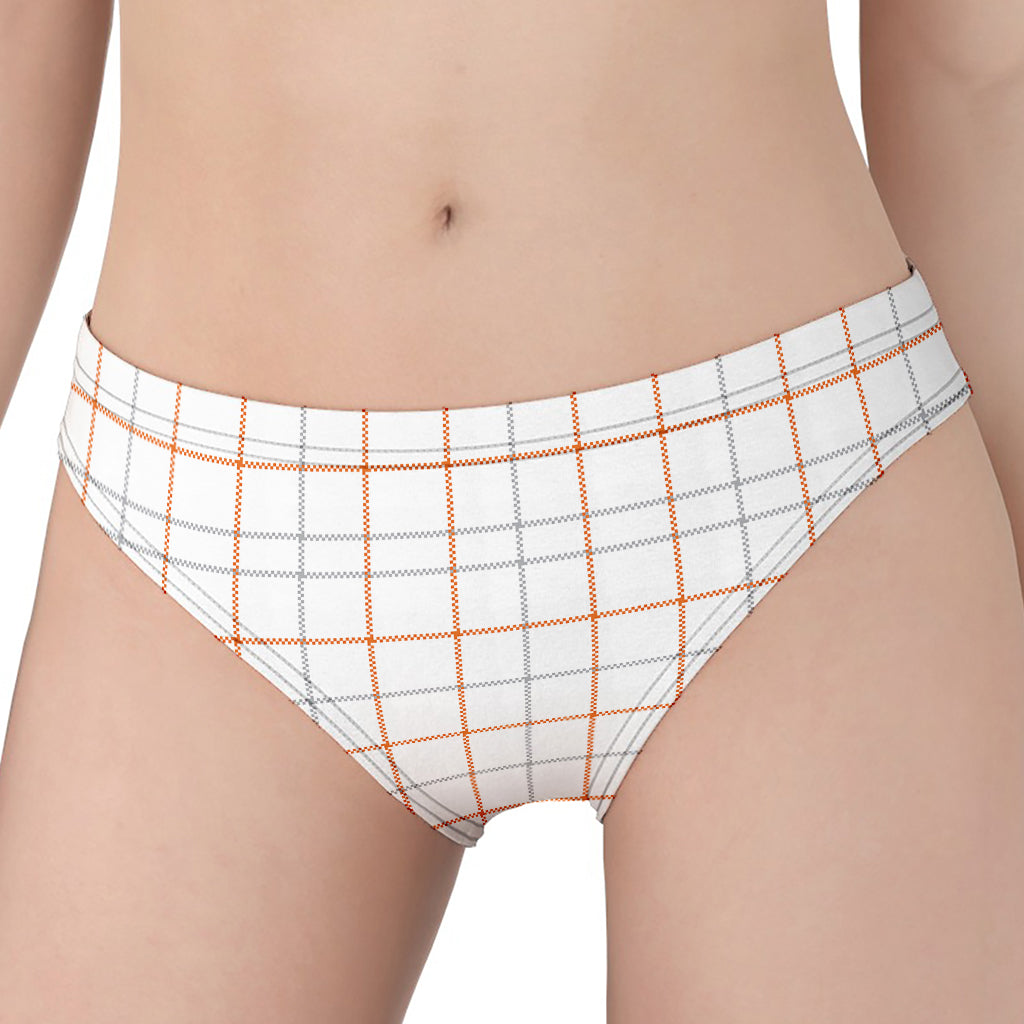 White Halloween Tattersall Pattern Print Women's Panties