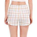 White Halloween Tattersall Pattern Print Women's Split Running Shorts