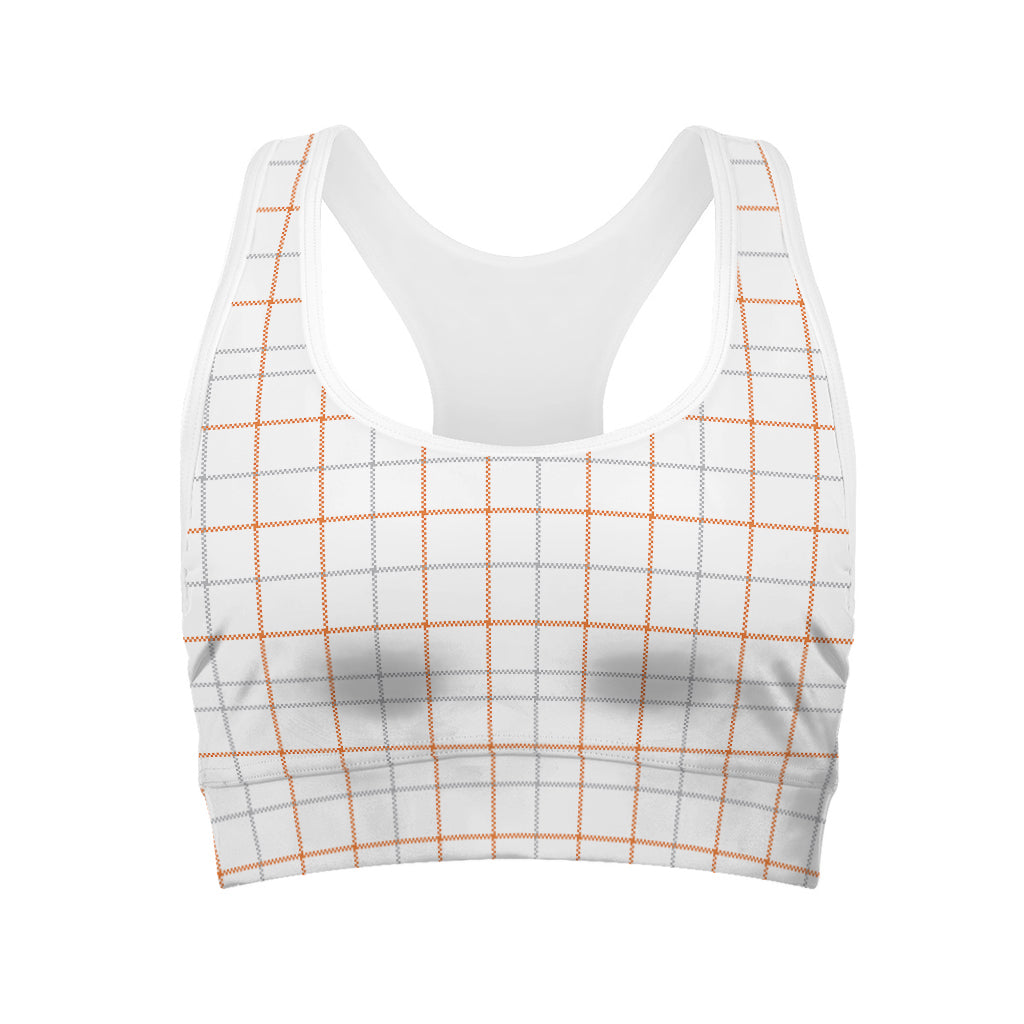 White Halloween Tattersall Pattern Print Women's Sports Bra