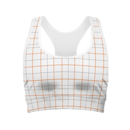 White Halloween Tattersall Pattern Print Women's Sports Bra