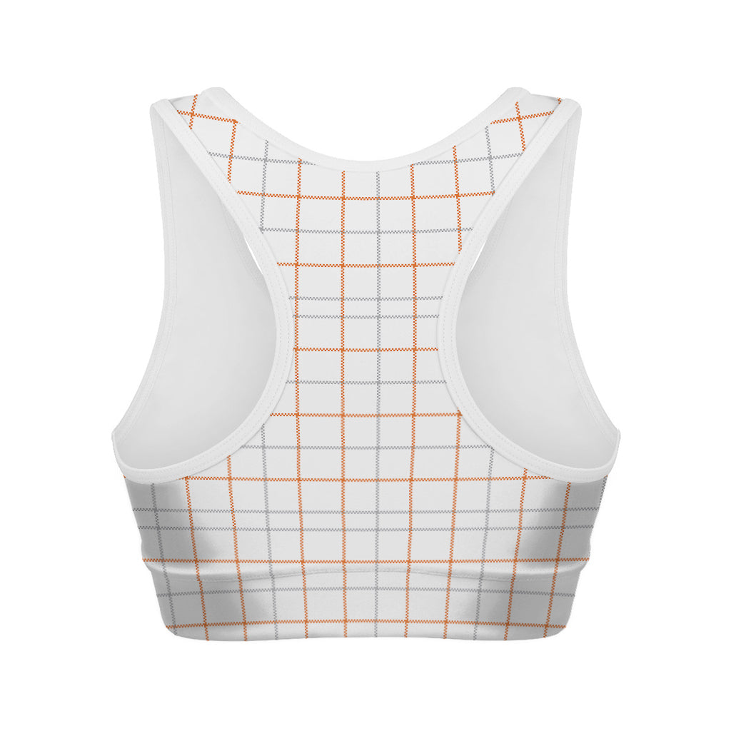 White Halloween Tattersall Pattern Print Women's Sports Bra
