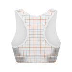 White Halloween Tattersall Pattern Print Women's Sports Bra