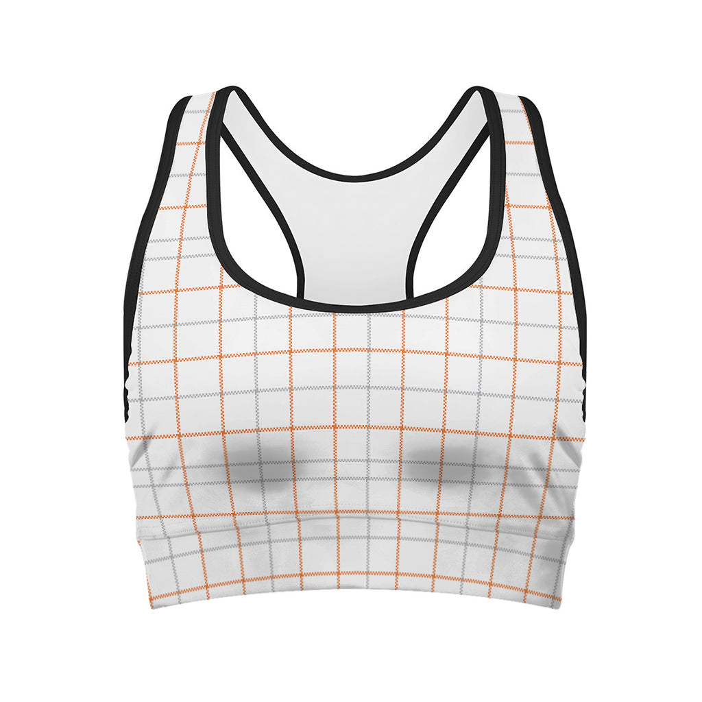 White Halloween Tattersall Pattern Print Women's Sports Bra