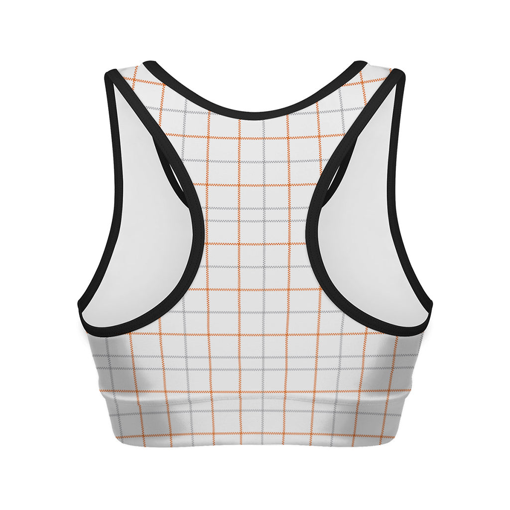 White Halloween Tattersall Pattern Print Women's Sports Bra