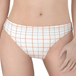 White Halloween Tattersall Pattern Print Women's Thong