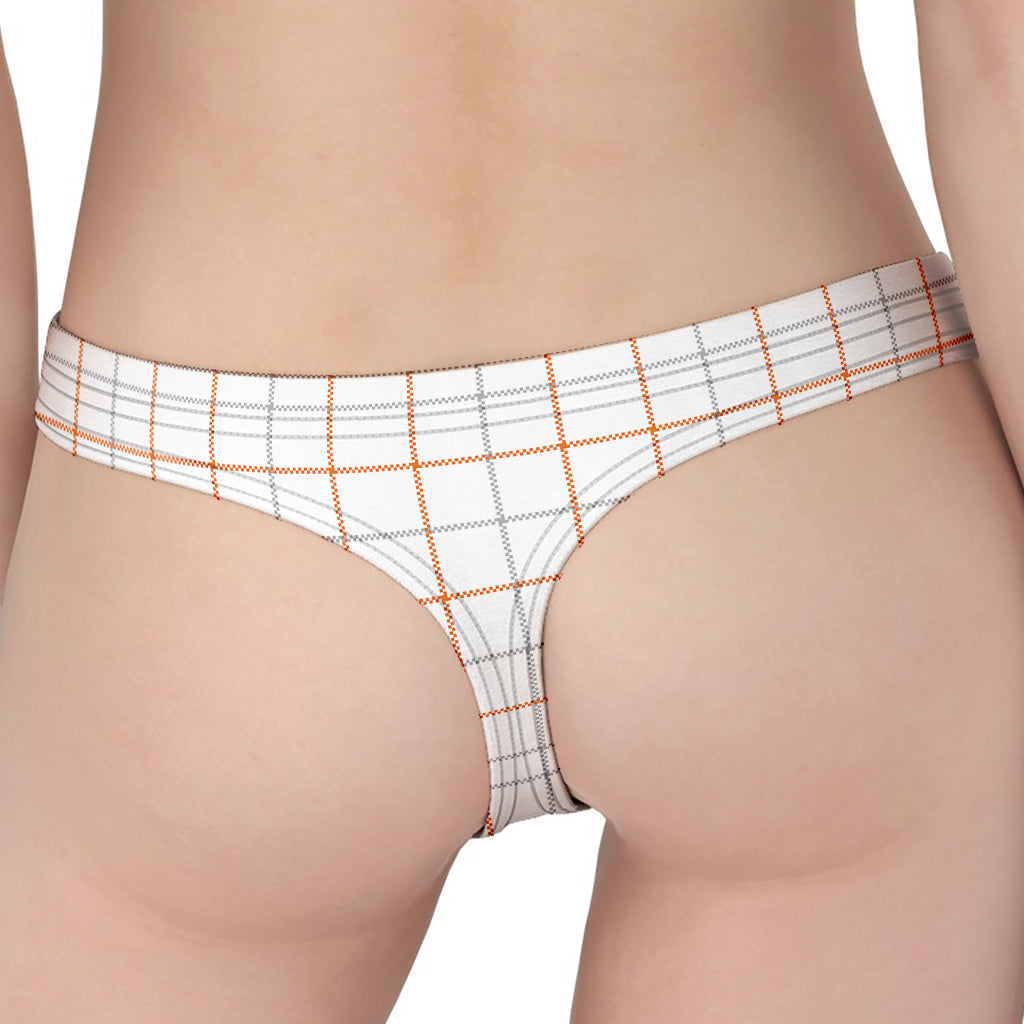 White Halloween Tattersall Pattern Print Women's Thong