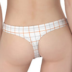 White Halloween Tattersall Pattern Print Women's Thong