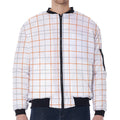 White Halloween Tattersall Pattern Print Zip Sleeve Bomber Jacket