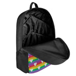 White Heart On LGBT Pride Striped Print 17 Inch Backpack