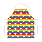 White Heart On LGBT Pride Striped Print Adjustable Apron