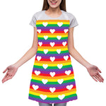White Heart On LGBT Pride Striped Print Adjustable Apron