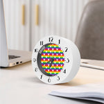 White Heart On LGBT Pride Striped Print Alarm Clock
