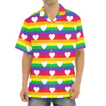 White Heart On LGBT Pride Striped Print Aloha Shirt