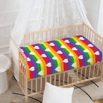 White Heart On LGBT Pride Striped Print Baby Crib Sheet