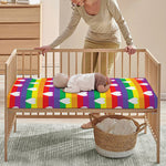 White Heart On LGBT Pride Striped Print Baby Crib Sheet