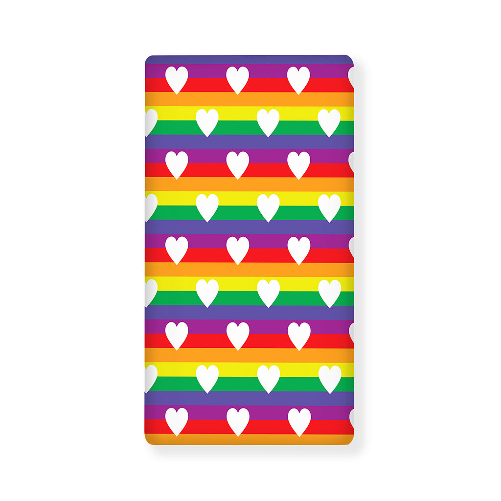 White Heart On LGBT Pride Striped Print Baby Crib Sheet