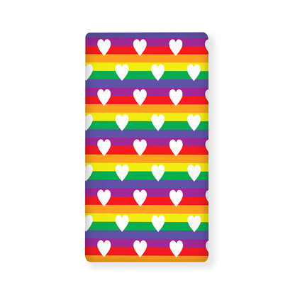 White Heart On LGBT Pride Striped Print Baby Crib Sheet