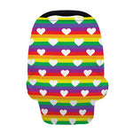 White Heart On LGBT Pride Striped Print Baby Seat Cover
