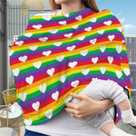 White Heart On LGBT Pride Striped Print Baby Seat Cover