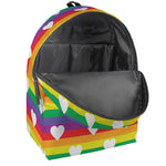 White Heart On LGBT Pride Striped Print Backpack