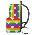 White Heart On LGBT Pride Striped Print Backpack