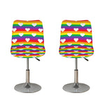 White Heart On LGBT Pride Striped Print Bar Stool Covers