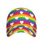 White Heart On LGBT Pride Striped Print Baseball Cap