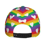 White Heart On LGBT Pride Striped Print Baseball Cap