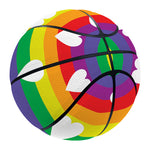 White Heart On LGBT Pride Striped Print Basketball
