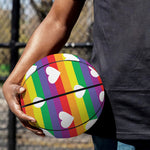 White Heart On LGBT Pride Striped Print Basketball
