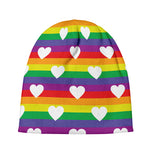 White Heart On LGBT Pride Striped Print Beanie