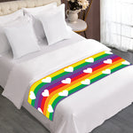 White Heart On LGBT Pride Striped Print Bed Runner