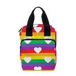 White Heart On LGBT Pride Striped Print Bible Tote Bag