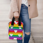 White Heart On LGBT Pride Striped Print Bible Tote Bag