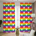 White Heart On LGBT Pride Striped Print Dimout Pencil Pleat Curtains