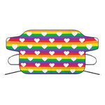 White Heart On LGBT Pride Striped Print Car Windshield Snow Cover