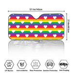 White Heart On LGBT Pride Striped Print Car Windshield Sun Shade