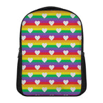 White Heart On LGBT Pride Striped Print Casual Backpack
