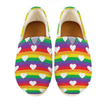 White Heart On LGBT Pride Striped Print Casual Shoes