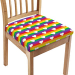 White Heart On LGBT Pride Striped Print Chair Cushion Cover