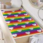 White Heart On LGBT Pride Striped Print Changing Pad Cover