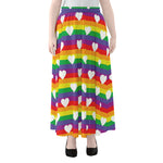 White Heart On LGBT Pride Striped Print Chiffon Maxi Skirt