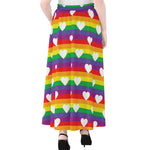 White Heart On LGBT Pride Striped Print Chiffon Maxi Skirt