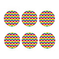 White Heart On LGBT Pride Striped Print Coaster Set