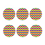 White Heart On LGBT Pride Striped Print Coaster Set