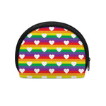 White Heart On LGBT Pride Striped Print Coin Purse