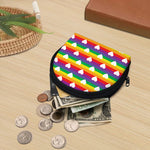 White Heart On LGBT Pride Striped Print Coin Purse