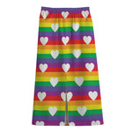White Heart On LGBT Pride Striped Print Cotton Front Slit Maxi Skirt