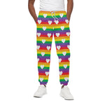 White Heart On LGBT Pride Striped Print Cotton Pants