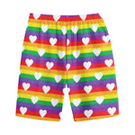 White Heart On LGBT Pride Striped Print Cotton Shorts